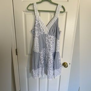American Eagle Blue Patchwork Mini Dress
